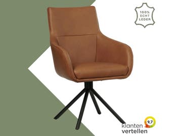Leren draaibare eetkamerstoel Fancy - Rancho Cognac, Nieuw, Leer, Ophalen of Verzenden, 90 cm of meer