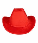 Cowboyhoed - Western Hoed - Velvet - One Size - Rood