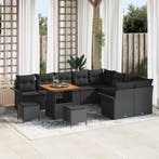 vidaXL Tuinbank Set met kussen 12 pcs Zwart poly rattan, Verzenden