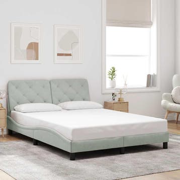 vidaXL Bedframe zonder matras 140x200 cm fluweel lichtgrijs, Verzenden, Nieuw