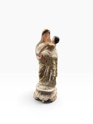 Beeldje, Maria met Jezus - 28 cm - Zacht porcelein - 1890