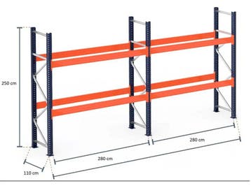 Mecalux palletstelling 8,4m 250cm hoog 4x12 (Diverse), Ophalen of Verzenden