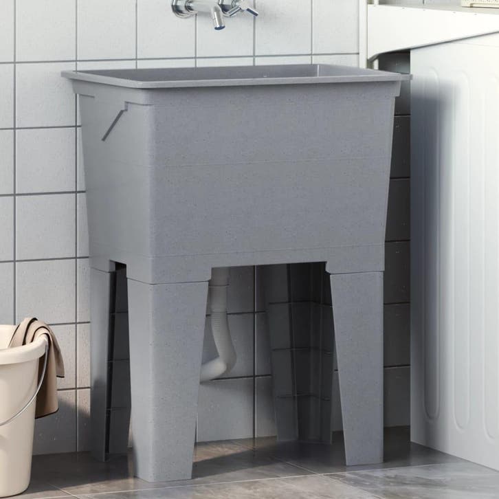 vidaXL Waskuip 59x41x75 cm hars grijs, Huis en Inrichting, Keuken | Keukenelementen, Nieuw, Verzenden