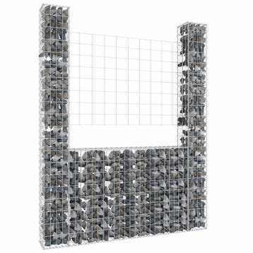 vidaXL Schanskorf U-vormig met 2 palen 140x20x200 cm ijzer, Tuin en Terras, Tuinhekken en Hekwerk, Verzenden, Nieuw