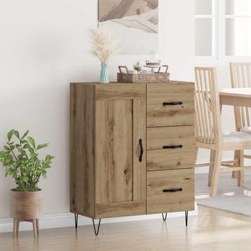 vidaXL Dressoir Artisan Eik 69,5 x 34 x 90 cm Geconstrueerd, Maison & Meubles, Armoires | Dressoirs, Verzenden