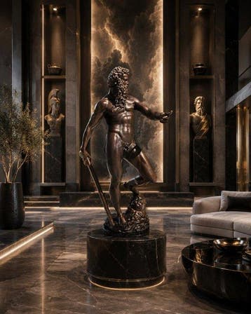 sculptuur, gedetaileerd neptunes bronzen beeld - 33 cm -