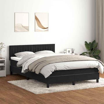 vidaXL Boxspring met matras en LED fluweel zwart 160x210 cm, Verzenden, Nieuw