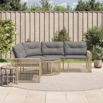 vidaXL Tuinbank met kussens en voetensteun L-vormig poly, Verzenden