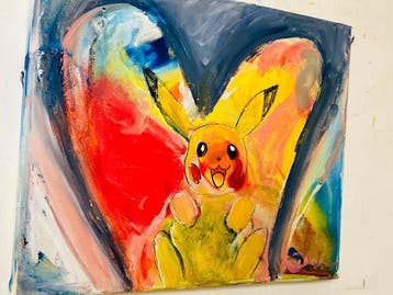 David Harianna (1978) - Pikachu Abstract Original 24x30cm, Nieuw