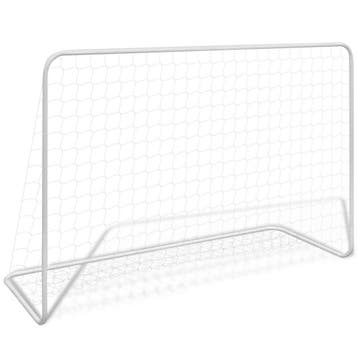 vidaXL Voetbaldoel met net 182x61x122 cm staal wit, Verzenden