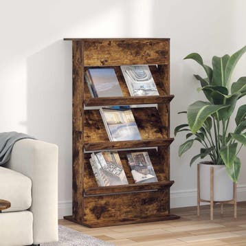 vidaXL Tijdschriftenrek Rook Eiken 70 x 41 x 126 cm Bewerkt, Verzenden, Nieuw