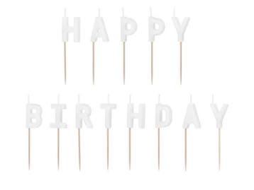 Witte Happy Birthday Kaarsen 13st, Verzenden