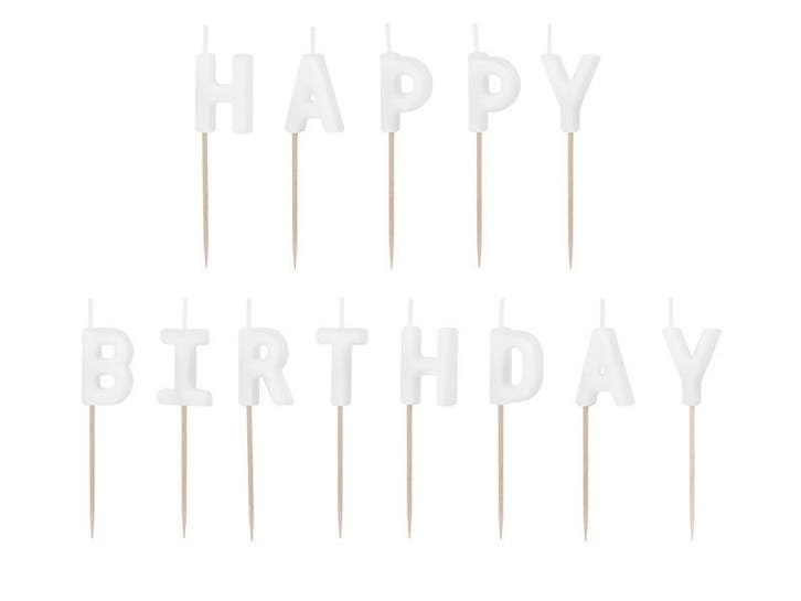 Witte Happy Birthday Kaarsen 13st, Hobby & Loisirs créatifs, Articles de fête, Envoi