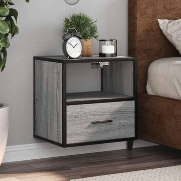 vidaXL Nachtkastjes 2st wandgemonteerd 40x31x39,5cm grijs, Verzenden, Nieuw