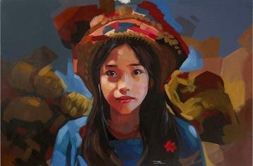 TA Duy Tung (1961) - La Fleur des Montagnes 80 120 cm, Antiquités & Art