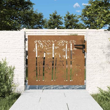 vidaXL Poort 85x75 cm bamboe-ontwerp cortenstaal, Verzenden, Nieuw