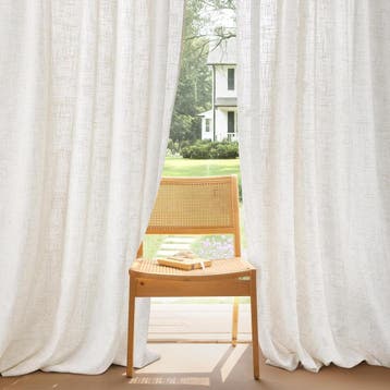 Rideau aspect lin 300x225cm - Retour client - 32% de remise, Verzenden, Beige