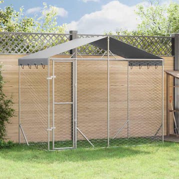 vidaXL Hondenkennel met dak 3x1,5x2,5 m gegalvaniseerd staal, Verzenden