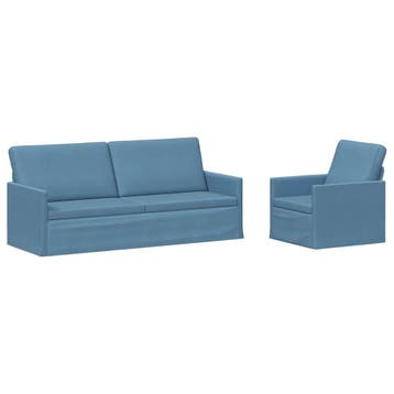 vidaXL bank / zetelstel 2 pcs Blauw Corduroy stof, Verzenden