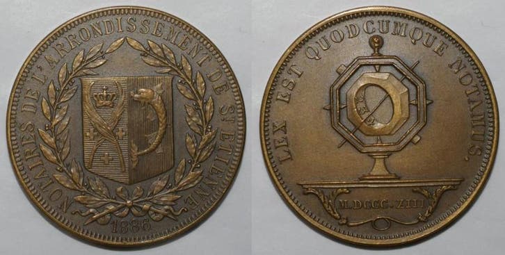France Komitat 42 Saint Etienne Notare Von Bezirk 1886 Le..., Postzegels en Munten, Penningen en Medailles, Verzenden