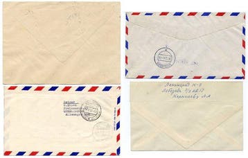 Rusland 1957/1959 - Een lot van 4 omslagen bestemd voor de, Gestempeld