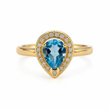 Sans prix de réserve - Bague Plaqué or Topaze - Diamant -, Bijoux, Sacs & Beauté