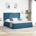 vidaXL Bed met LED-stripverlichting Donkerblauw 200 x 200 cm, Verzenden, Nieuw