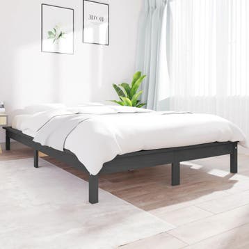 vidaXL Bedframe massief grenenhout grijs 160x200 cm, Verzenden, Nieuw