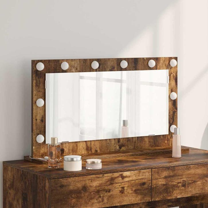 vidaXL Make-up Spiegel Rechthoekig Rook Eiken 80 x 45 x 18, Huis en Inrichting, Woonaccessoires | Spiegels, Nieuw, Verzenden