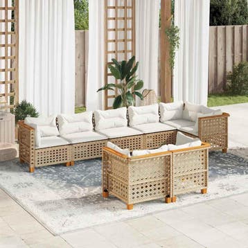 vidaXL 8-delige Loungeset met kussens poly rattan beige, Verzenden, Loungeset