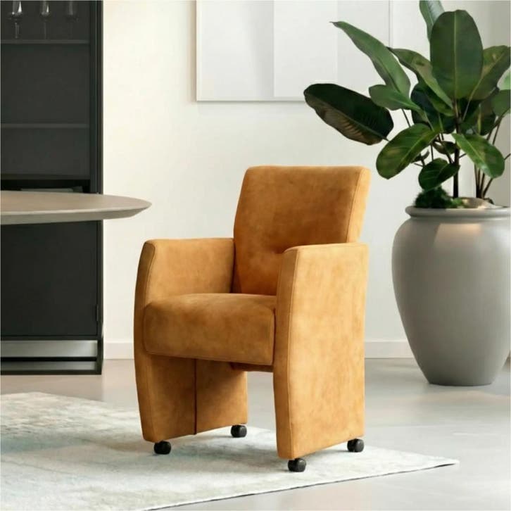 Leren eetkamerstoel Pleasure - Kenia Cognac (cognac) -, Maison & Meubles, Chaises, Enlèvement ou Envoi
