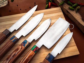 Keukenmes - Kitchen knife set - 761 - Staal, Hout,