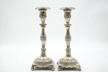 Chandelier (2) - Argent 800 - Paire de bougeoirs