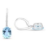 Oorbellen - 14 karaat Witgoud - 4.45ct. tw. Aquamarijn -