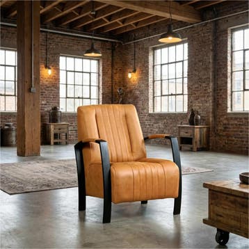 Leren fauteuil Glamour, Huis en Inrichting, Fauteuils, Nieuw, Ophalen of Verzenden, 50 tot 75 cm, Industrieel, Modern, Retro