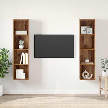 vidaXL Tv-meubelset 2 pcs Bruin 37 x 37 x 142,5 cm Bewerkt, Verzenden, Nieuw