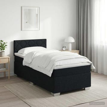 vidaXL Boxspringbed met matras met hoofdeinde Zwart 90 x 200, Verzenden