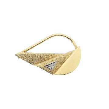 Vintage gouden broche met diamanten; 0,04 ct., Ophalen of Verzenden
