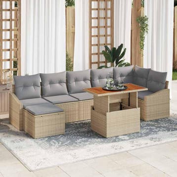 vidaXL Tuinbank Set 8 st Beige en Grijs, Verzenden