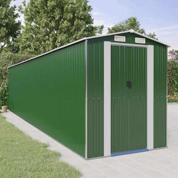 vidaXL Tuinschuur 192x855x223 cm gegalvaniseerd staal groen, Verzenden