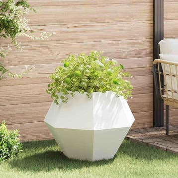 vidaXL Plantenbak Wit 75 x 75 x 60 cm Staal, Jardin & Terrasse, Pots de fleurs, Verzenden