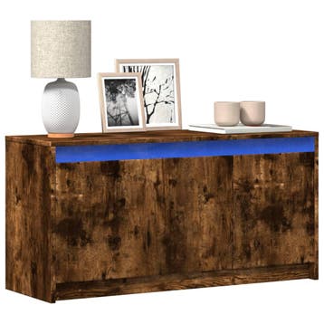 vidaXL Tv-meubel met LED 100x34x50 cm bewerkt hout gerookt, Huis en Inrichting, Verzenden, Nieuw