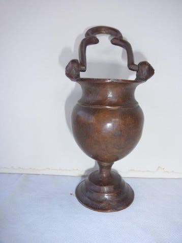 Zwaar bronzen wijwarwervat - 20 cm - Antiek - Brons -