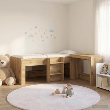 vidaXL Bedframe met Bureau 2 st Artisanaal eiken Bewerkt, Verzenden, Nieuw