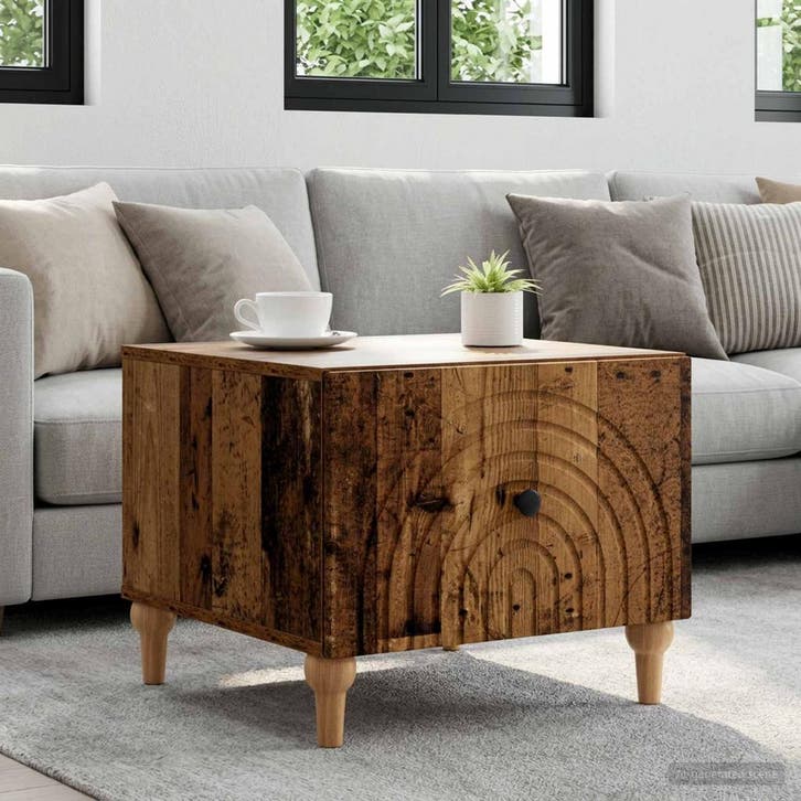 vidaXL Salontafel met lade Oud hout 49 x 50 x 40 cm Bewerkt, Maison & Meubles, Tables | Tables de salon, Envoi