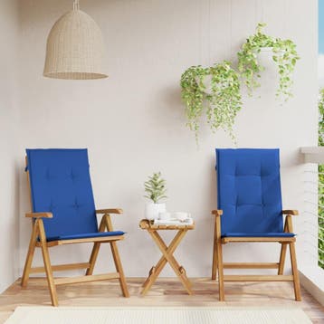 vidaXL Verstelbare klapstoelen met kussens, 2 stuks, massief, Verzenden