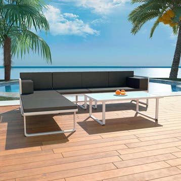 vidaXL 4-delige Loungeset met kussens aluminium zwart, Tuin en Terras, Verzenden, Nieuw, Loungeset