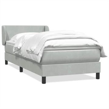 vidaXL Boxspring met matras fluweel lichtgrijs 90x220 cm, Verzenden, Nieuw