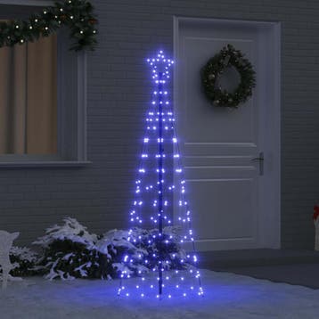 vidaXL LED Kerstboom met Grondspikes Blauw 250 cm IJzer, Verzenden, Nieuw