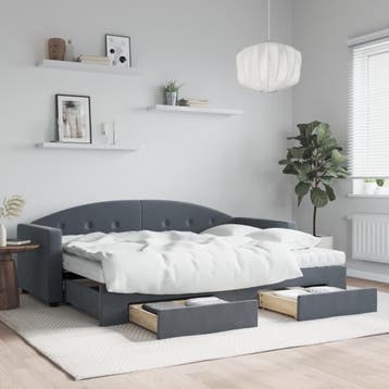 vidaXL Slaapbank onderschuifbed en lades 80x200 cm fluweel, Verzenden, Nieuw